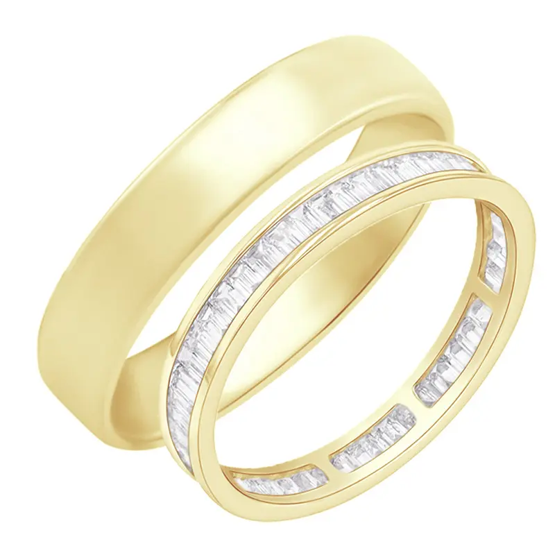 Eternity prsten s baguette diamanty a pánský komfortní prsten Pascal