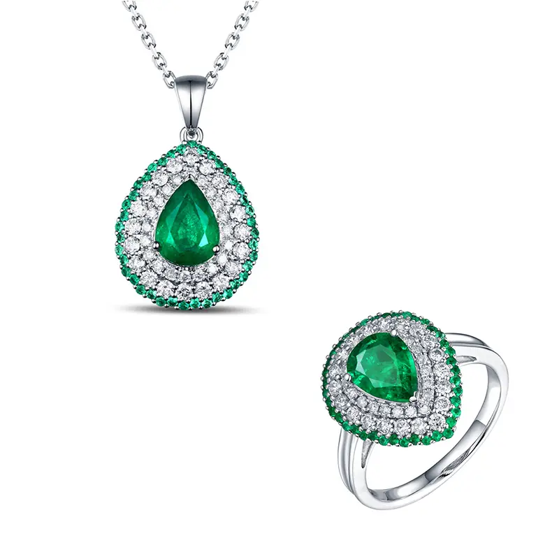 Smaragdová sada šperků s diamanty Teal