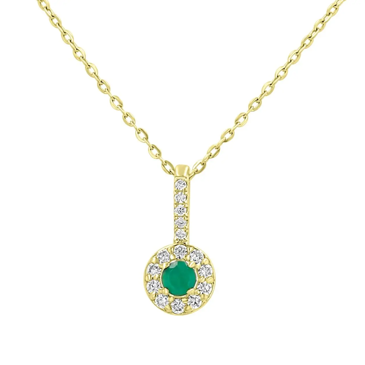 Elegantní stříbrný přívěsek se smaragdem a lab-grown diamanty Dakota