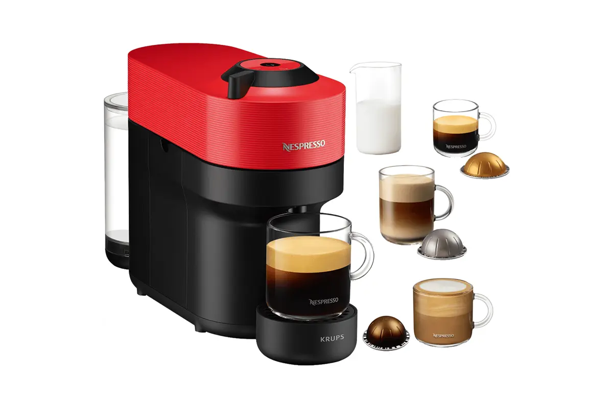 Kapslový kávovar Krups Nespresso Vertuo Pop XN920510 červený