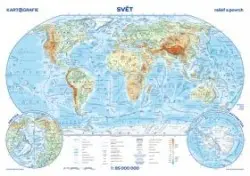 Svět – reliéf a povrch/státy a území, příruční mapa, 1 : 85 000 000