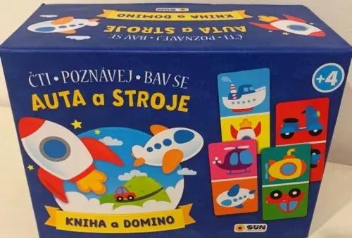 Kniha a Domino Auta a stroje - čti, poznávej, bav se!