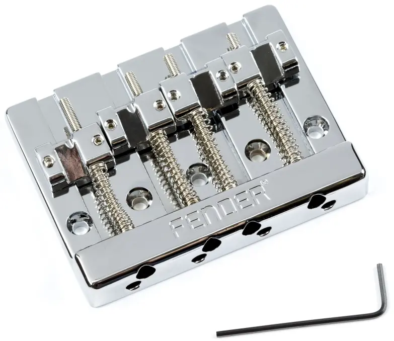 Fender HiMass 4-String Bass Bridge Assembly With Brass Saddles Chrome