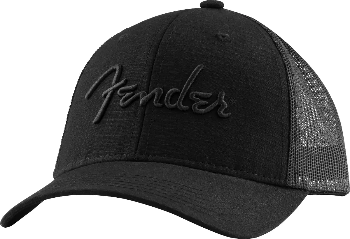Fender 6 Panel Mesh Back Pick Pocket Hat Black