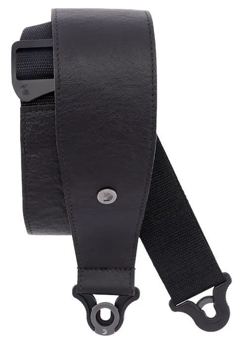 D'Addario Comfort Leather Auto Lock Guitar Strap 3" Black