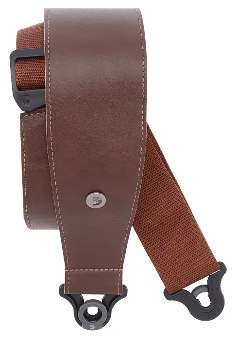 D'Addario Comfort Leather Auto Lock Guitar Strap Brown