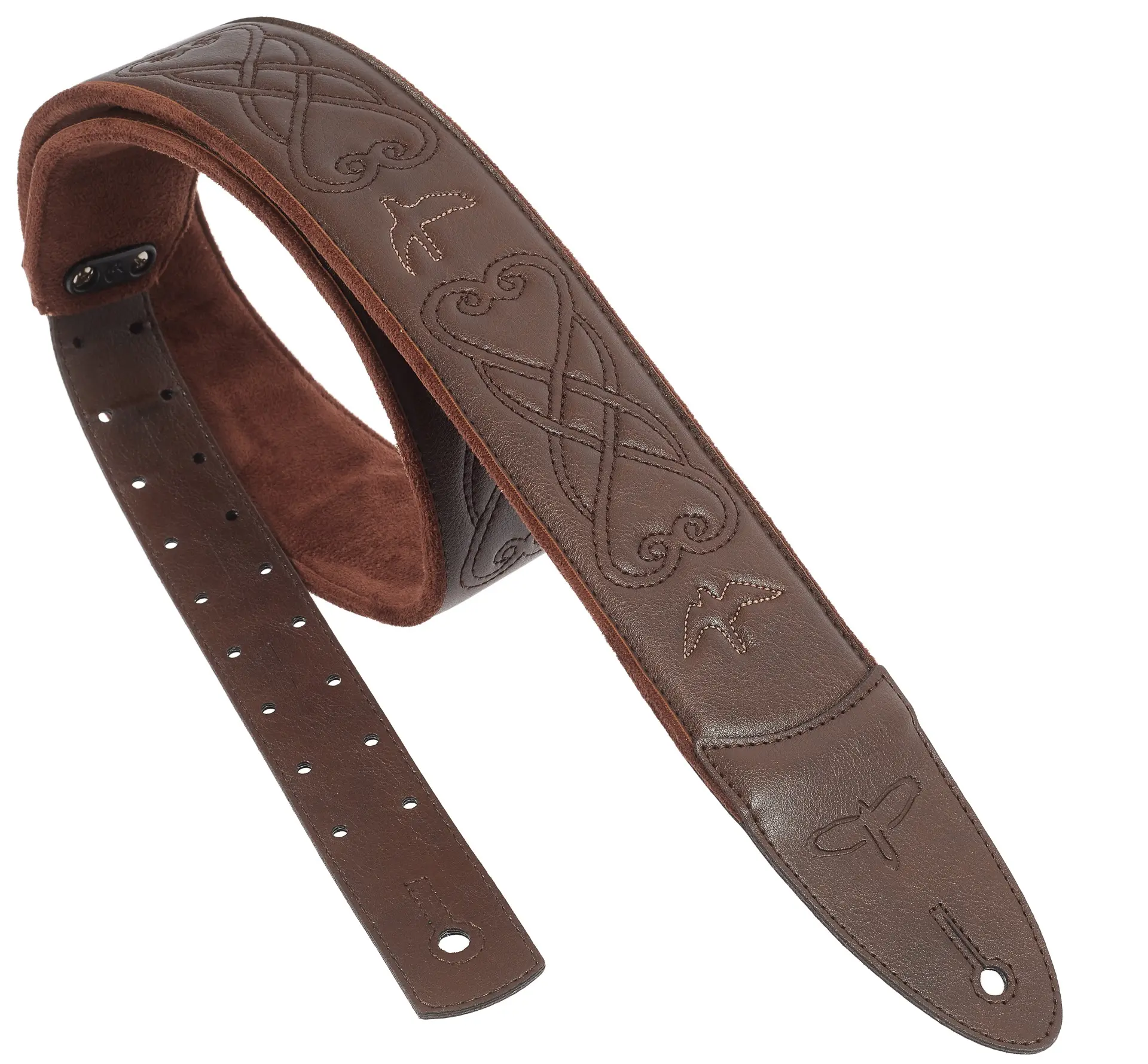 PRS 2.4" Padded Guitar Strap w/RAS Custom Leather Faux Birds Brown