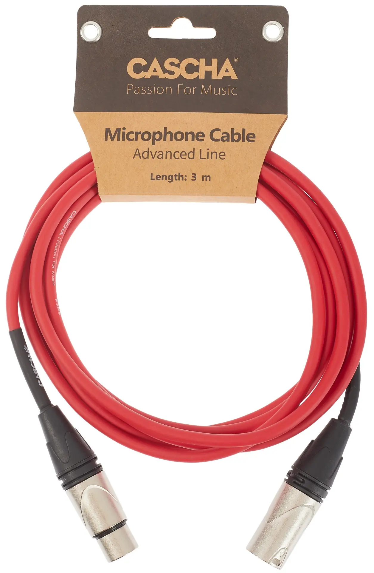 Cascha Advanced Line Mic Cable Red 3m