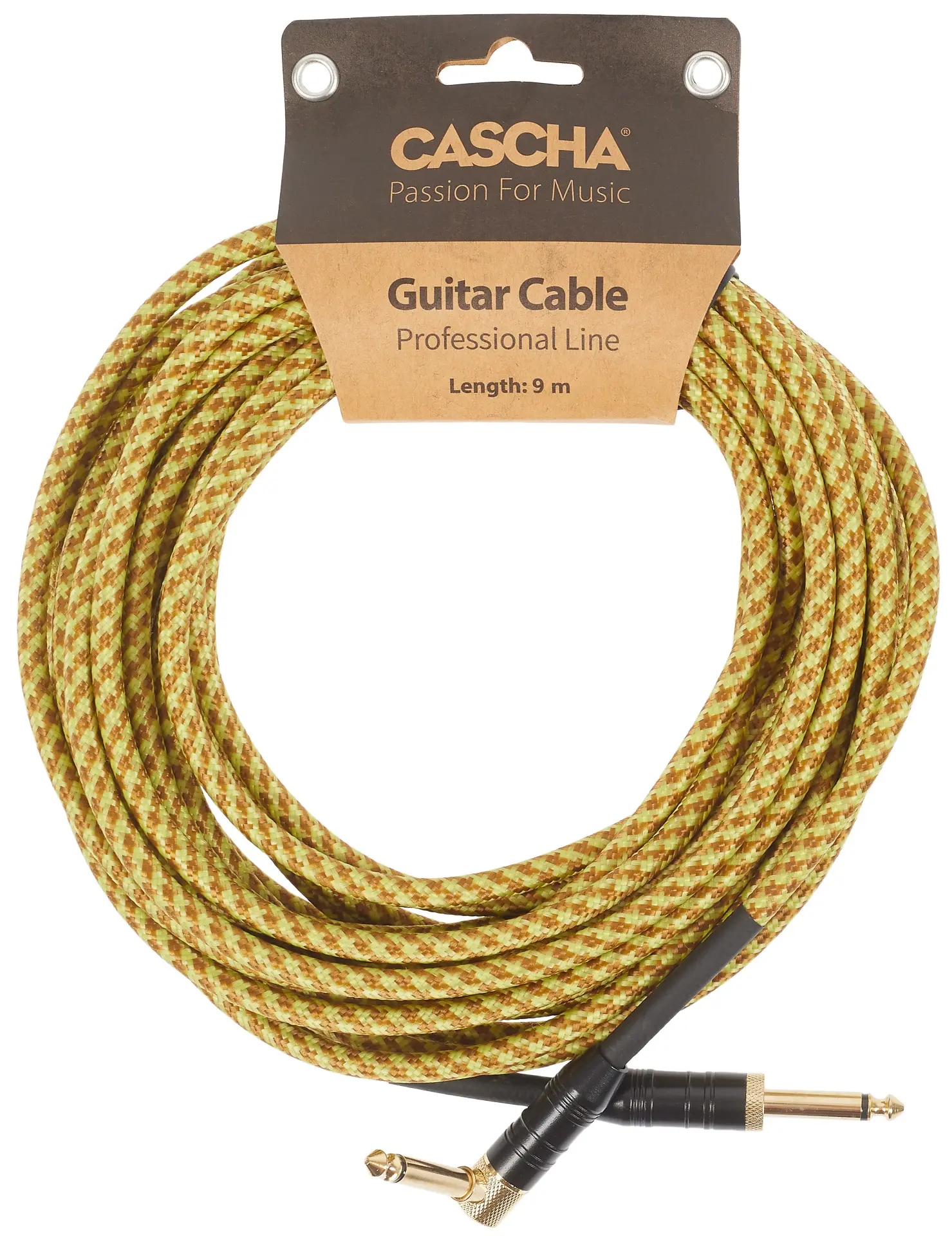 Cascha Professional Line Guitar Cable Angled Tweed Natural 9 m