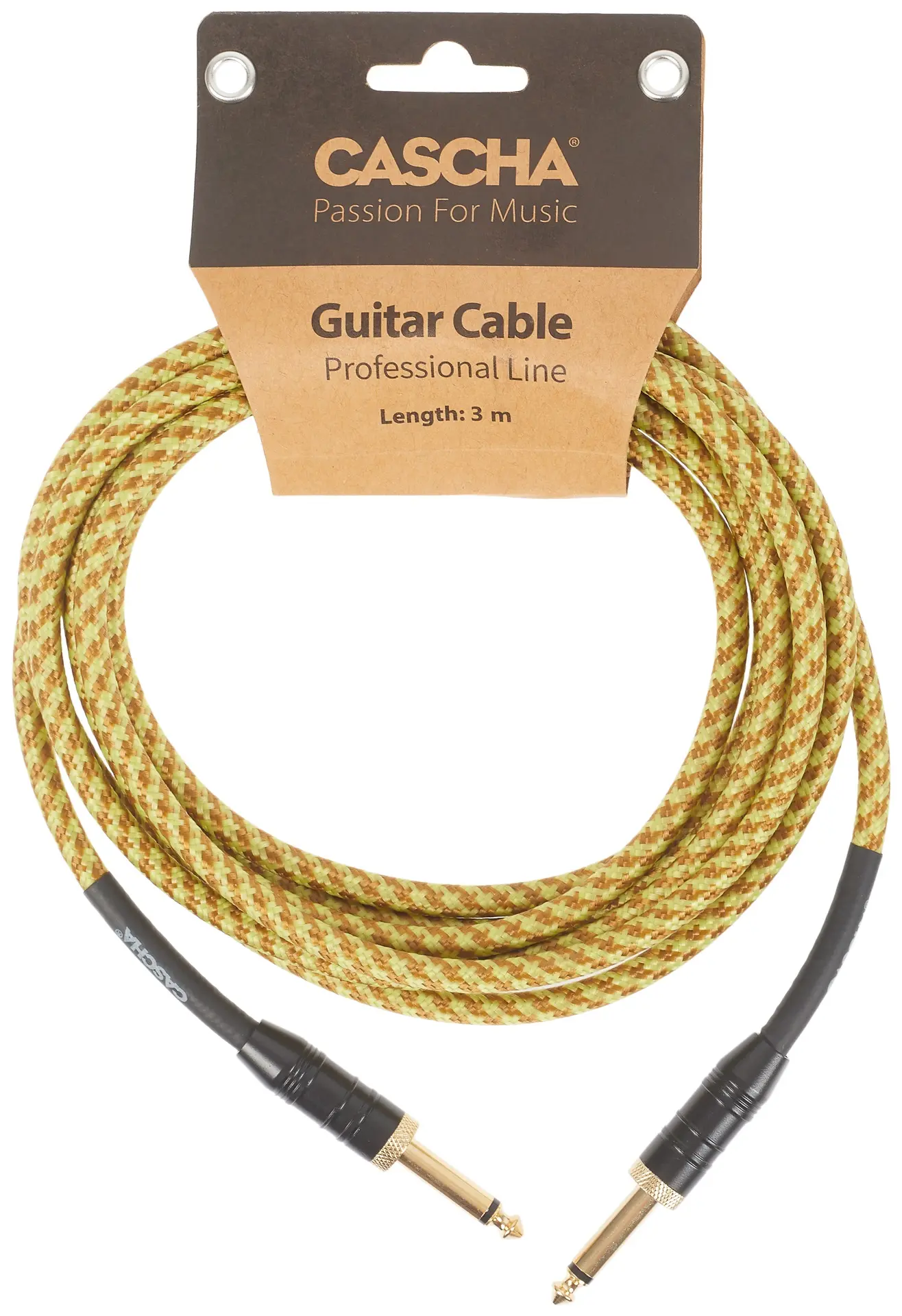 Cascha Professional Line Guitar Cable Straight Tweed Natural 3 m