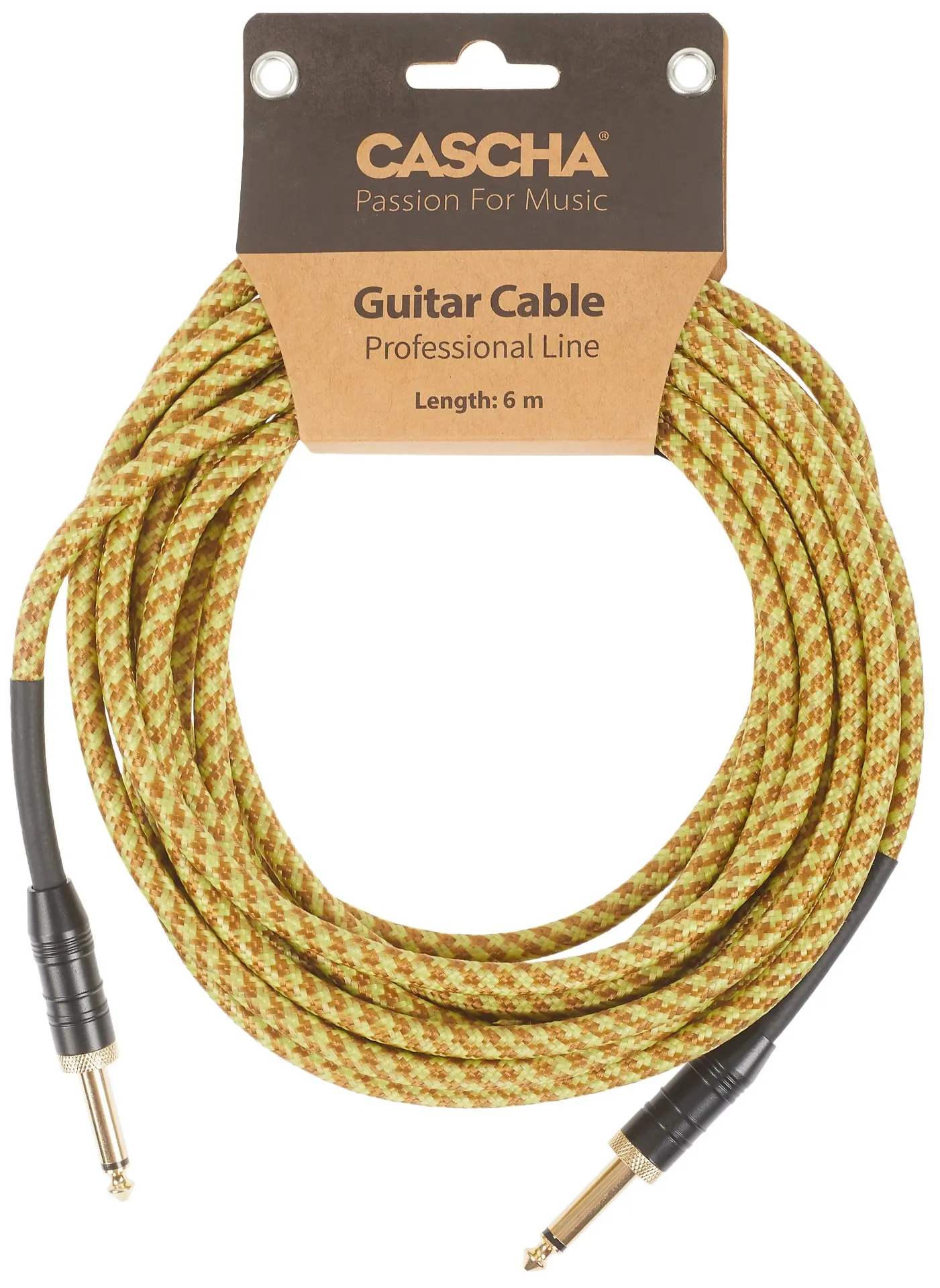 Cascha Professional Line Guitar Cable Straight Tweed Natural 6 m