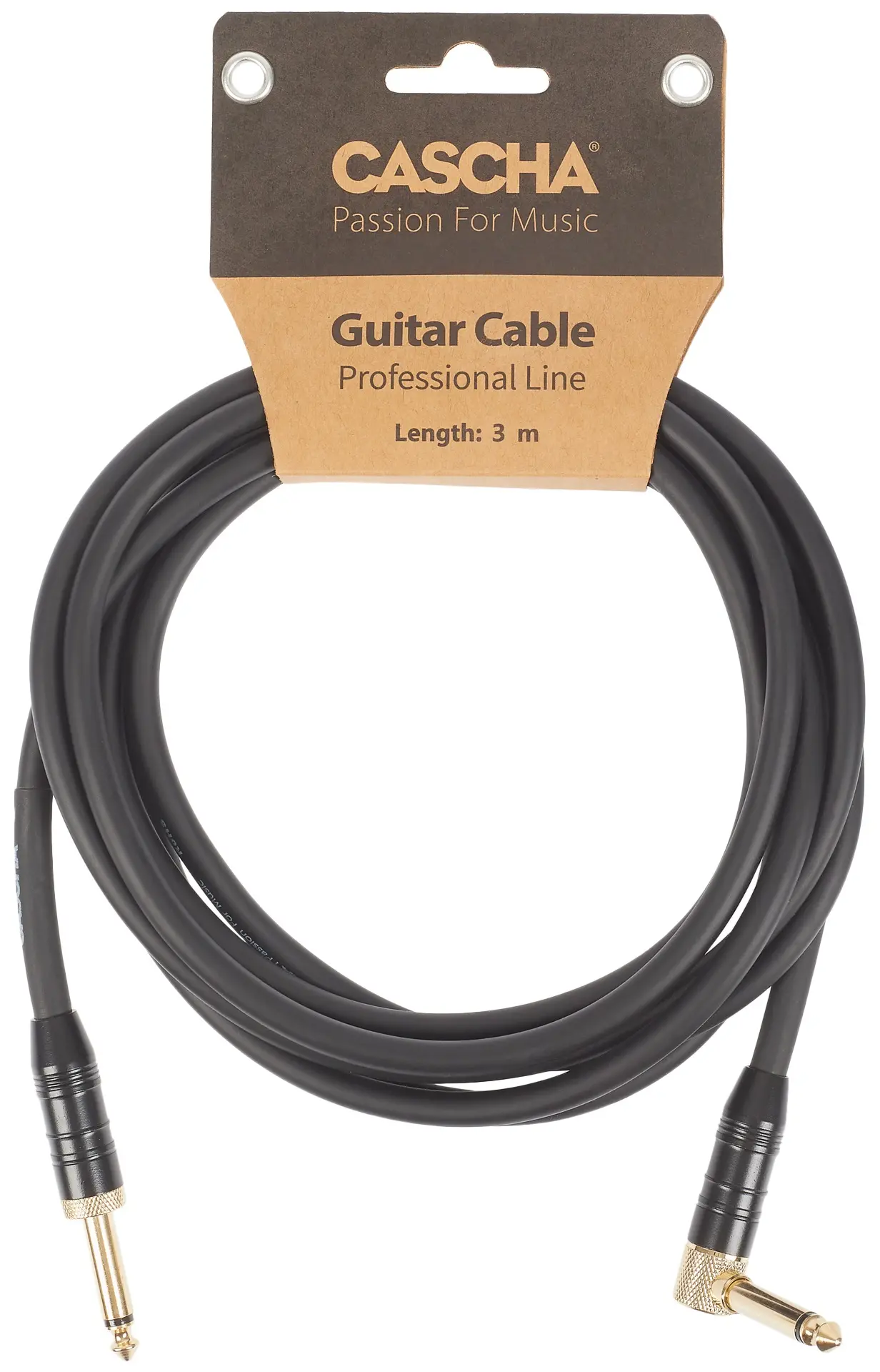 Cascha Professional Line Guitar Cable Angled Black 3 m