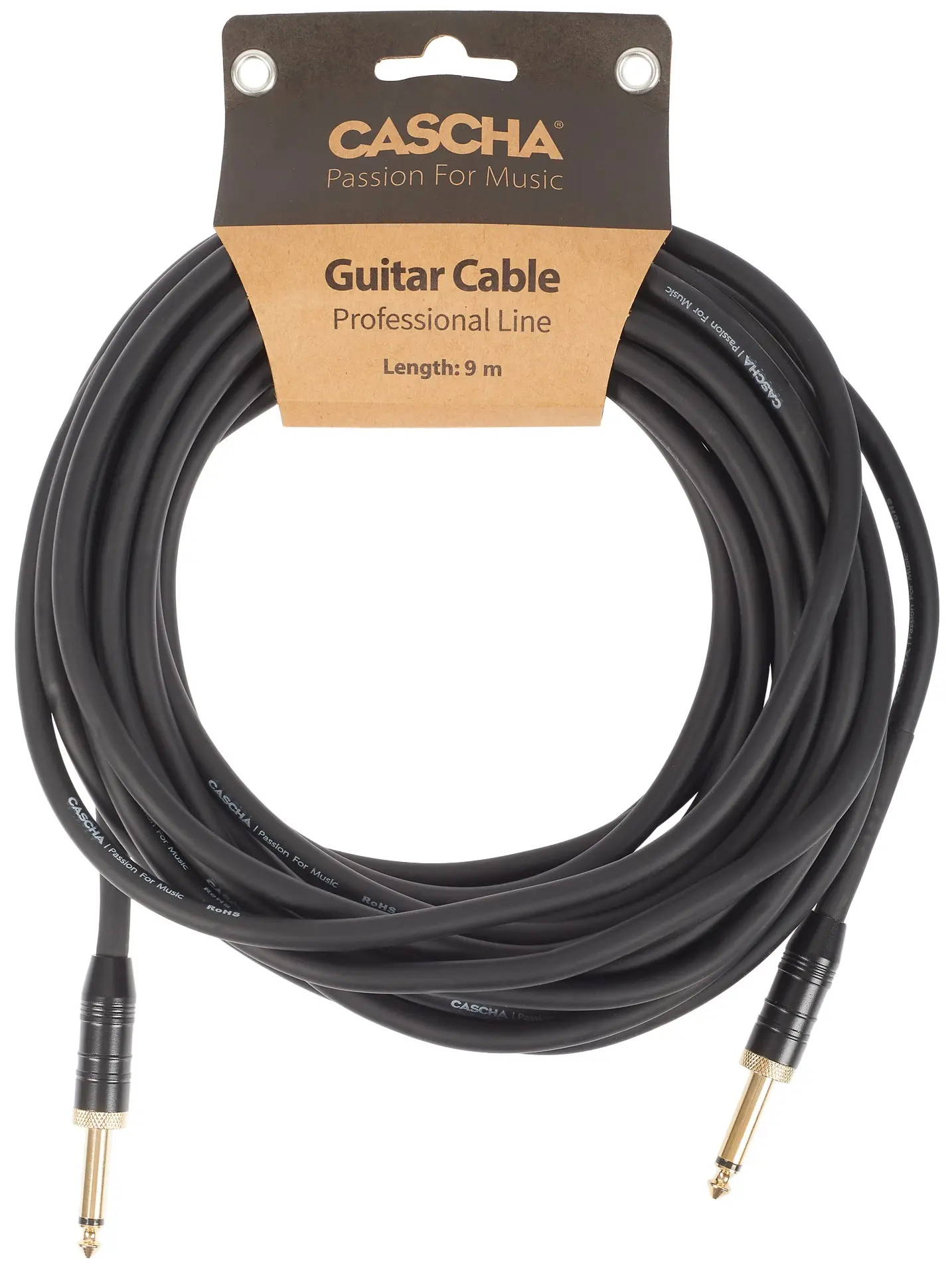Cascha Professional Line Guitar Cable Straight Black 9 m