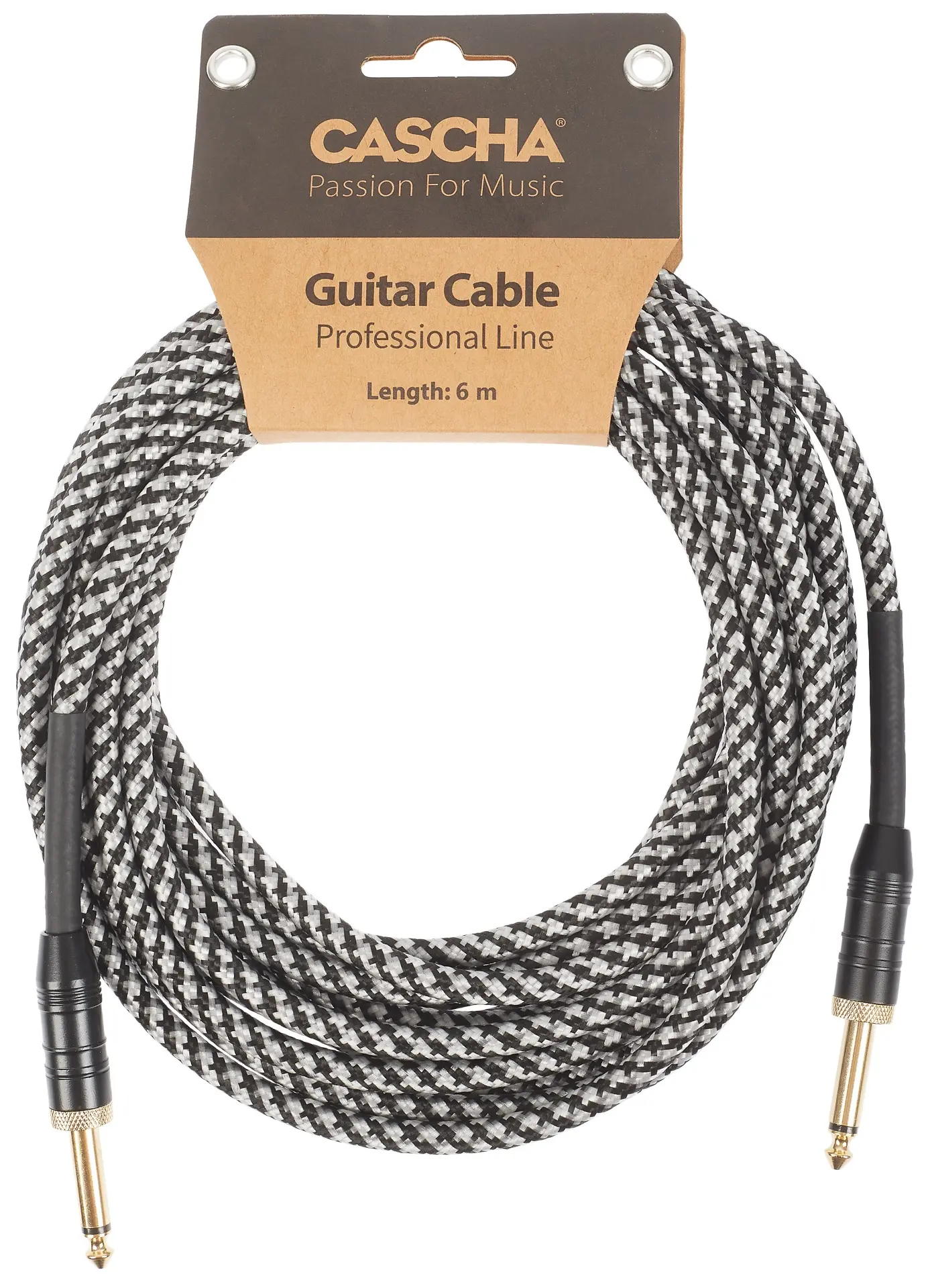 Cascha Professional Line Guitar Cable Straight Tweed Black 6 m