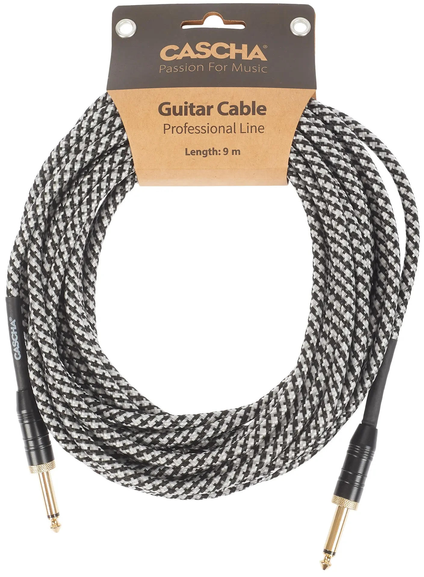 Cascha Professional Line Guitar Cable Straight Tweed Black 9 m