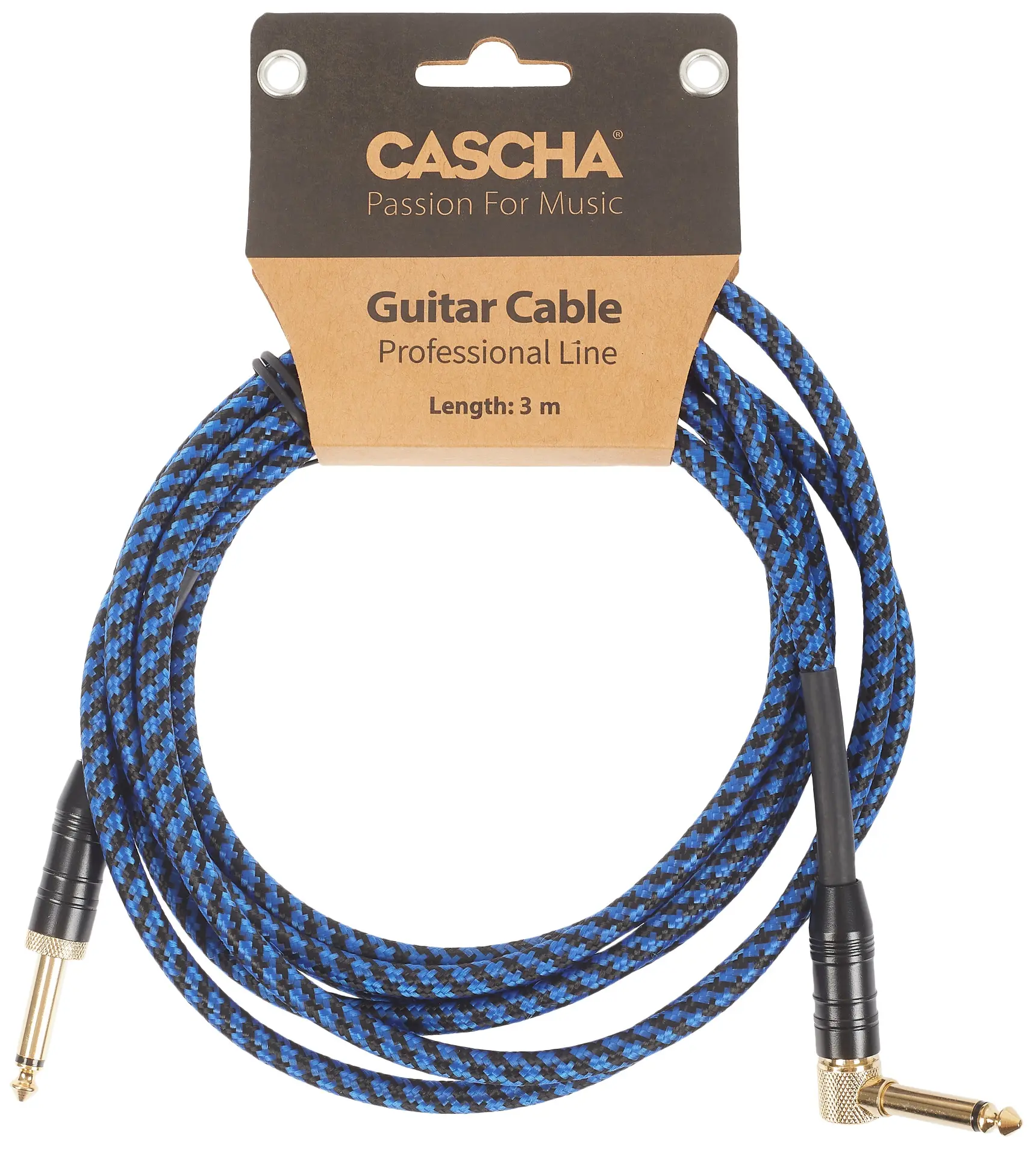 Cascha Professional Line Guitar Cable Angled Tweed Blue 3 m