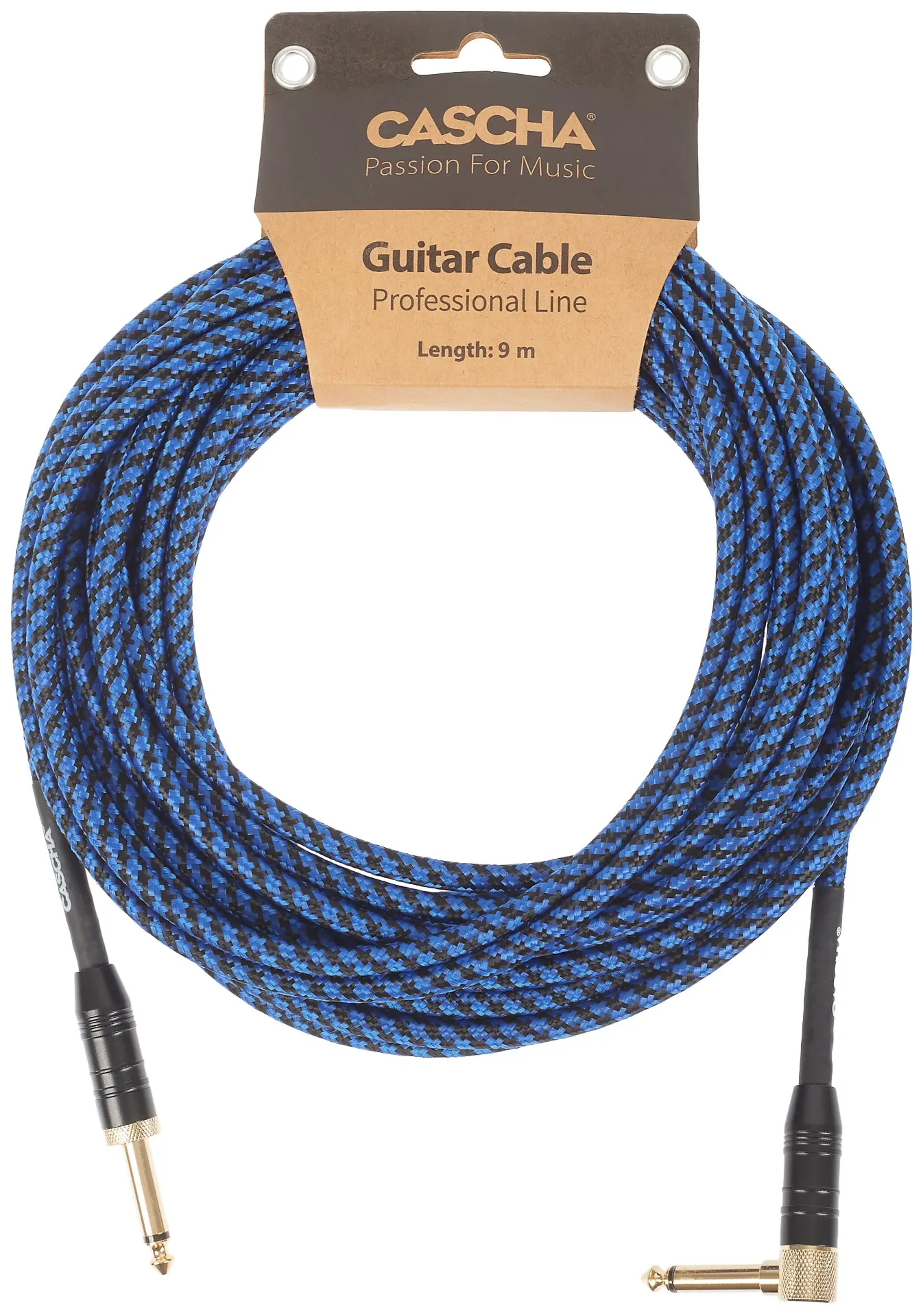 Cascha Professional Line Guitar Cable Angled Tweed Blue 9 m