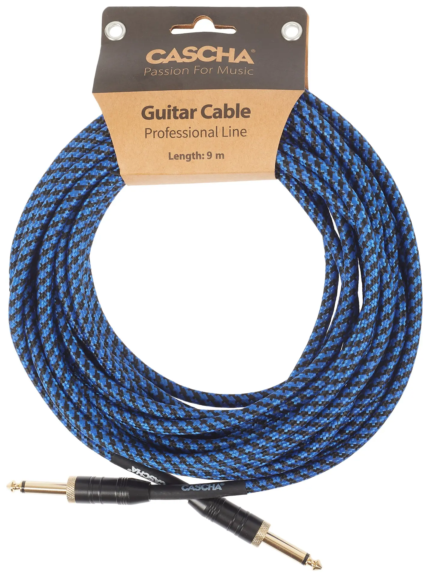 Cascha Professional Line Guitar Cable Straight Tweed Blue 9 m