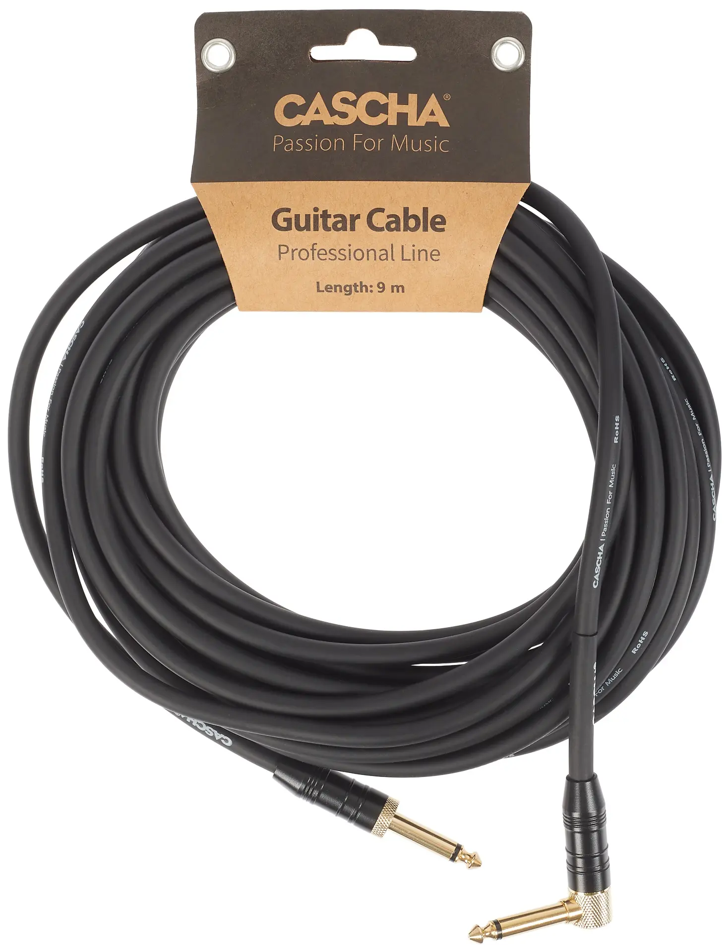 Cascha Professional Line Guitar Cable Angled Black 9 m