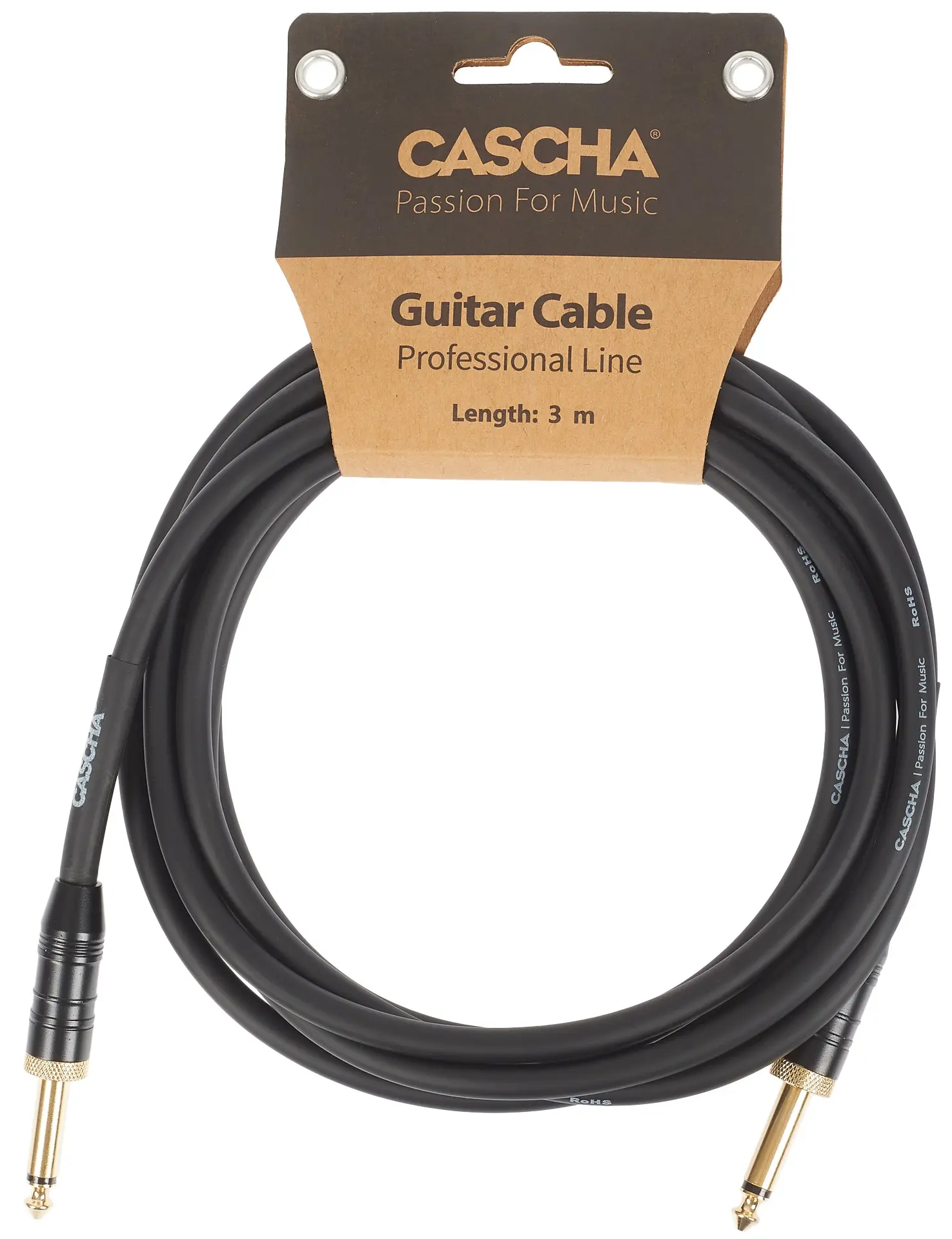 Cascha Professional Line Guitar Cable Straight Black 3 m