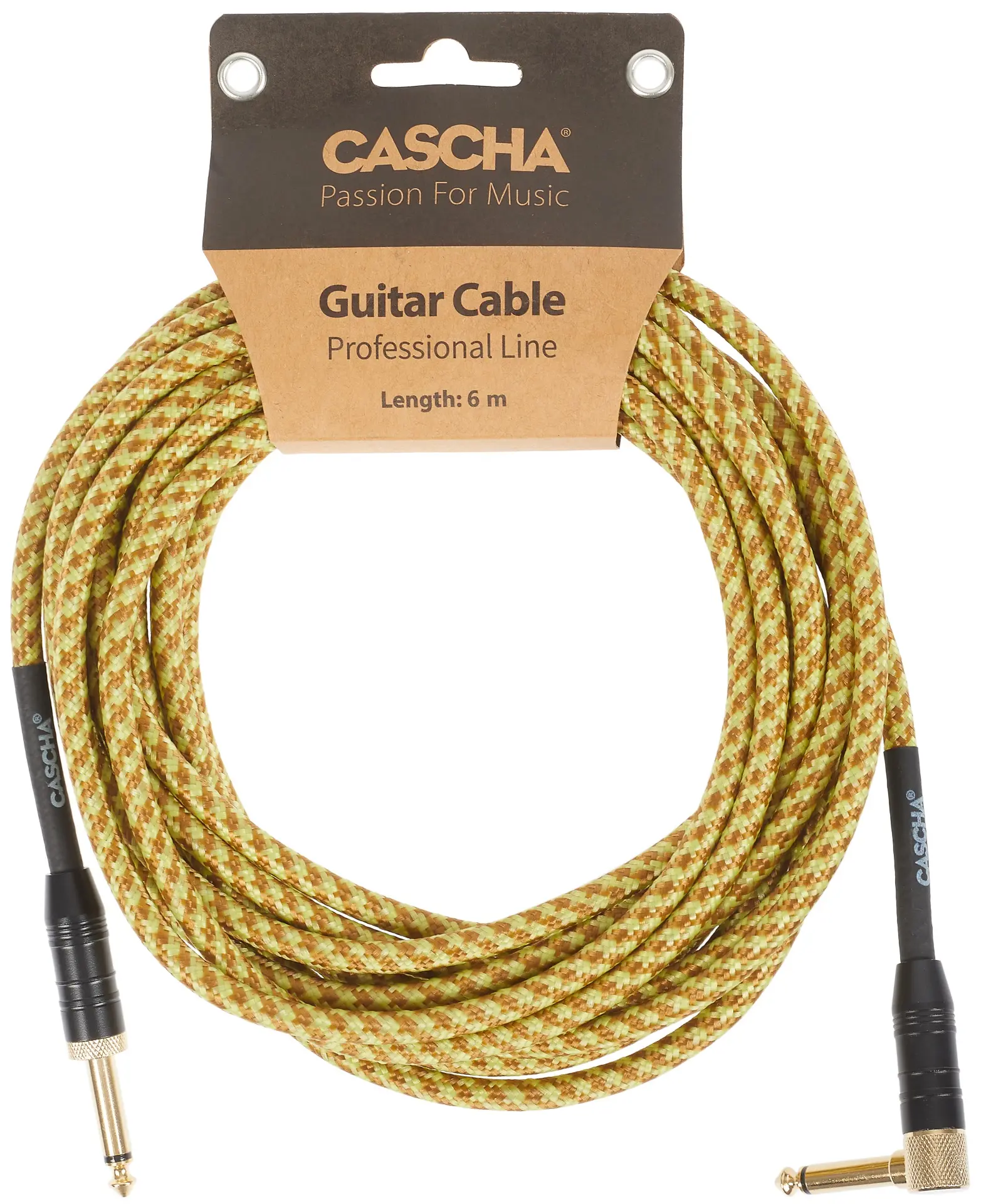 Cascha Professional Line Guitar Cable Angled Tweed Natural 6 m