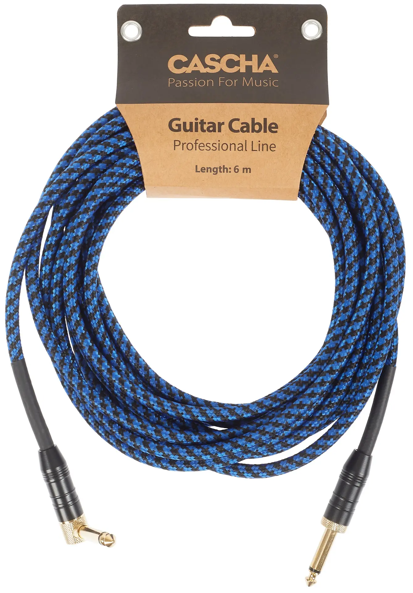 Cascha Professional Line Guitar Cable Angled Tweed Blue 6 m