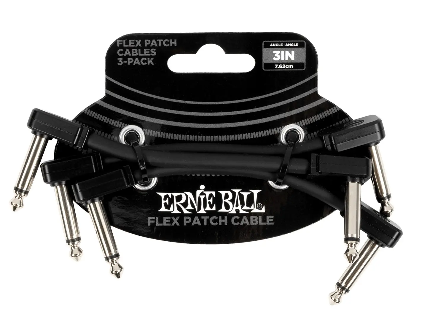Ernie Ball Flex Patch Cable 3" Black 3-Pack