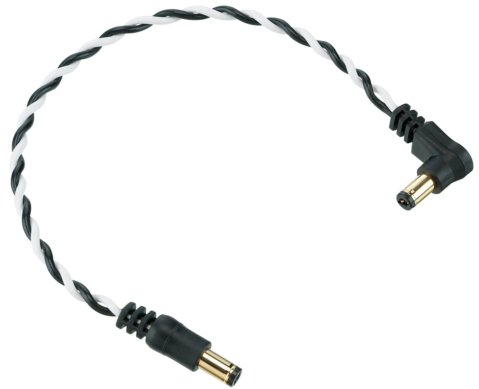 Ibanez Twisted DC Cable Black & White Length 8" Straight & Angled Plug