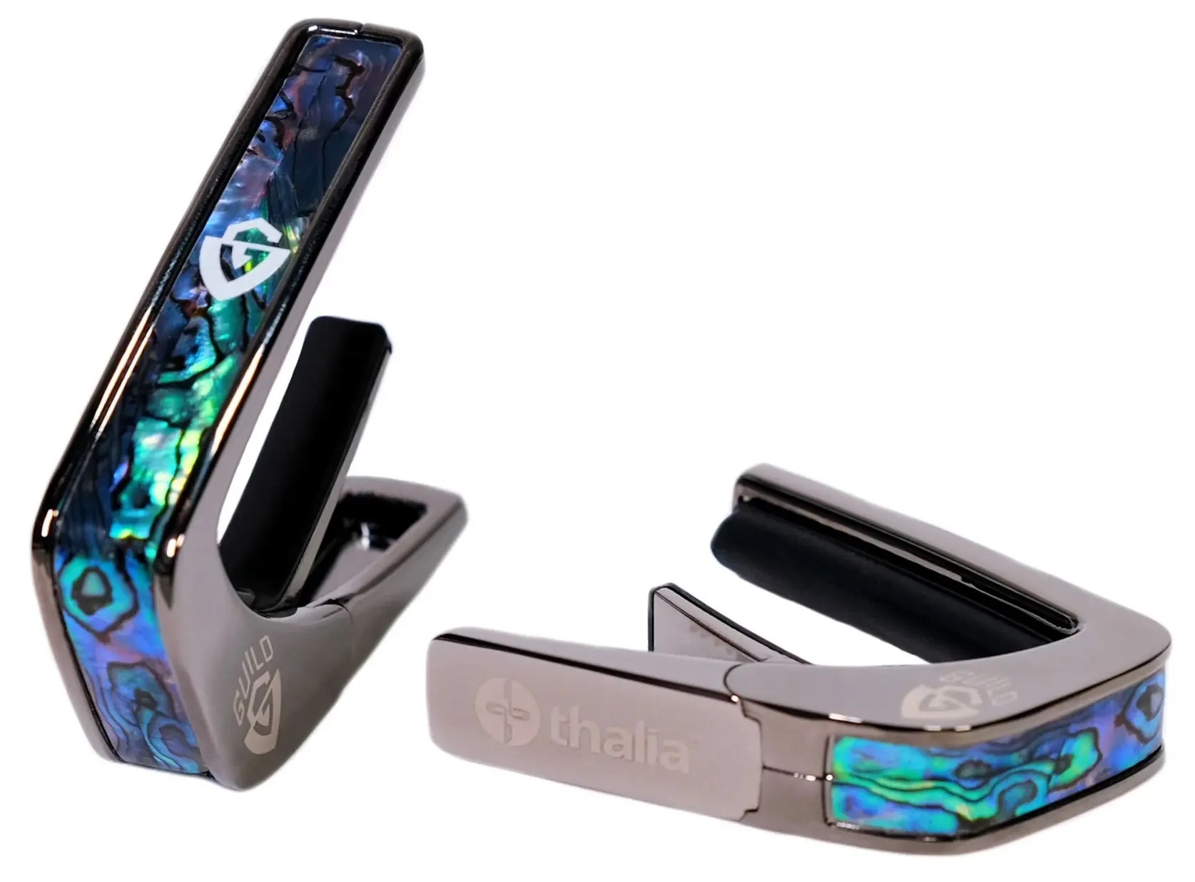 Thalia Guild Blue Abalone Shield Black Chrome