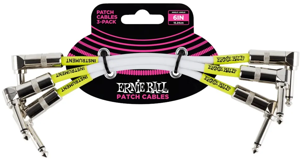 Ernie Ball 6" Patch Cable White 3 Pack