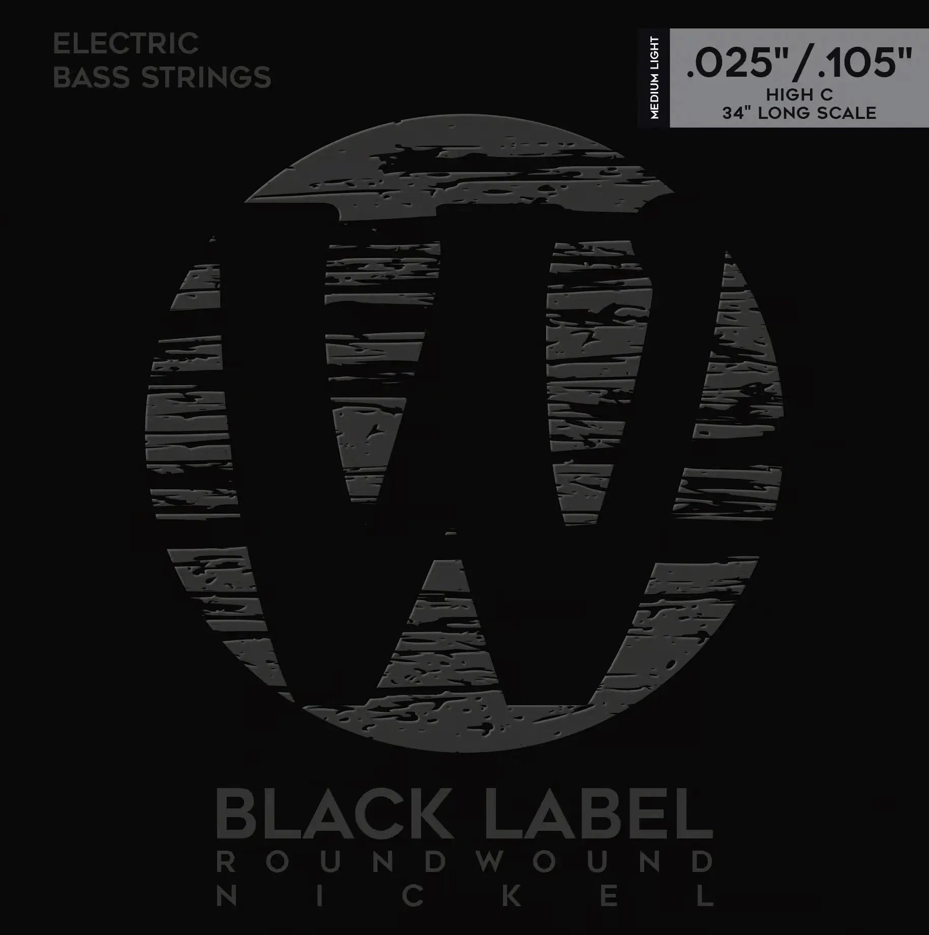 Warwick Black Label Nickel-Plated Steel 5 High C Medium .025-.105