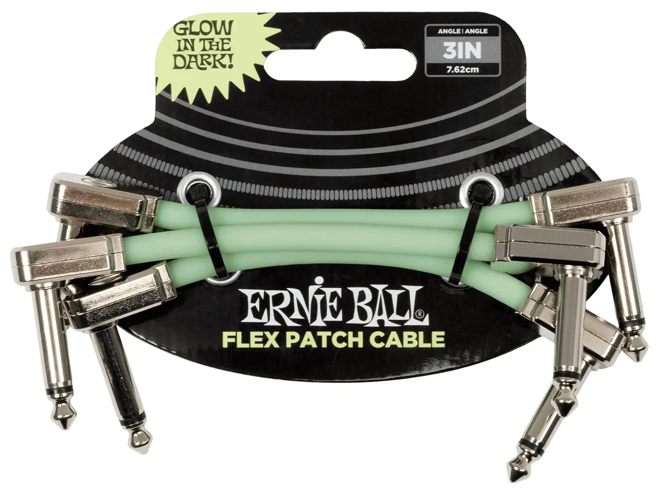 Ernie Ball Flex Patch Cable 3in Glow in Dark 3 Pack