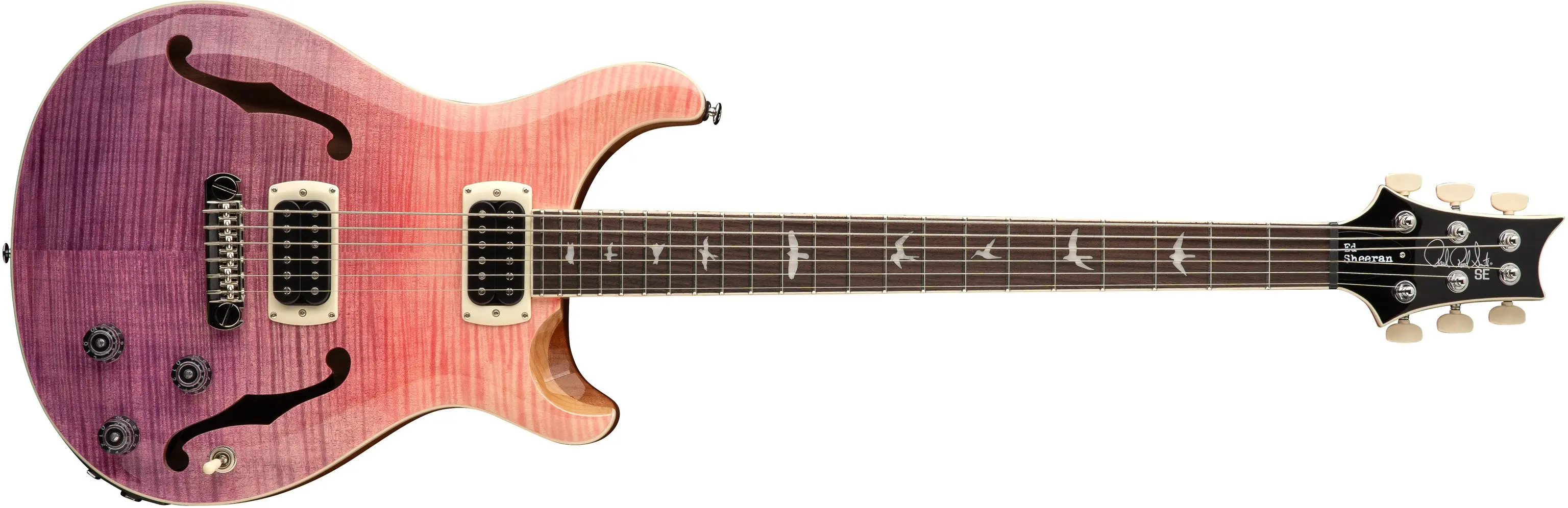 PRS SE Ed Sheeran Flat Back Hollowbody I Baritone Piezo Pink Ombre