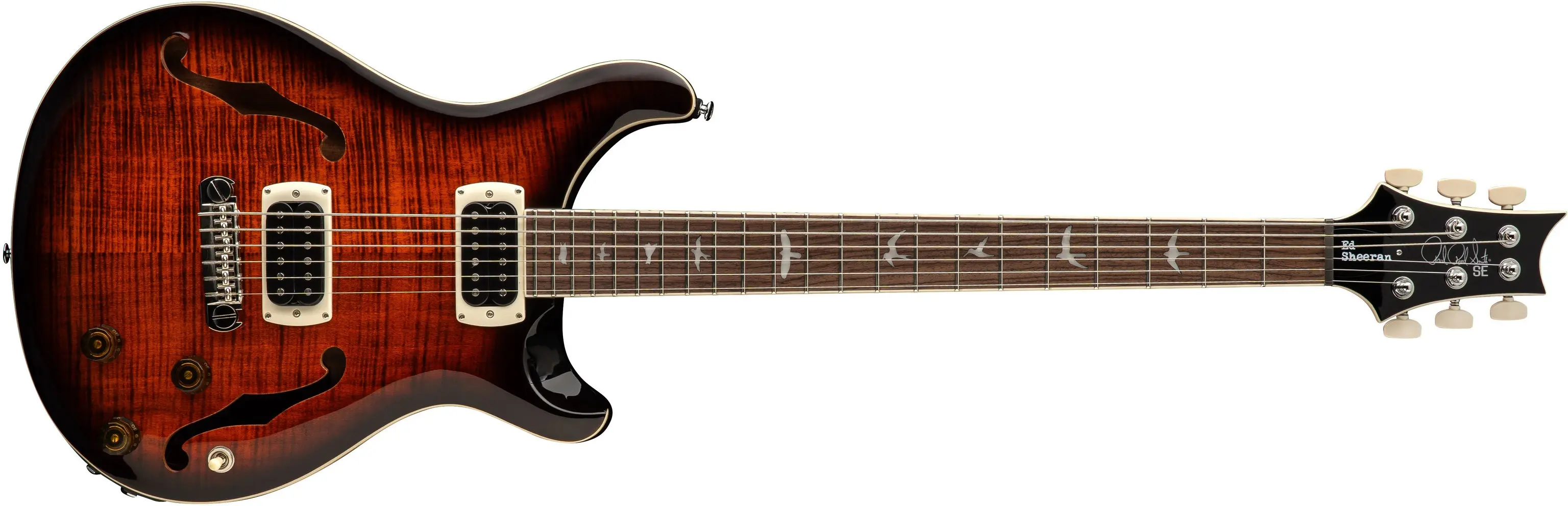 PRS SE Ed Sheeran Flat Back Hollowbody I Baritone Piezo Orange Tiger S