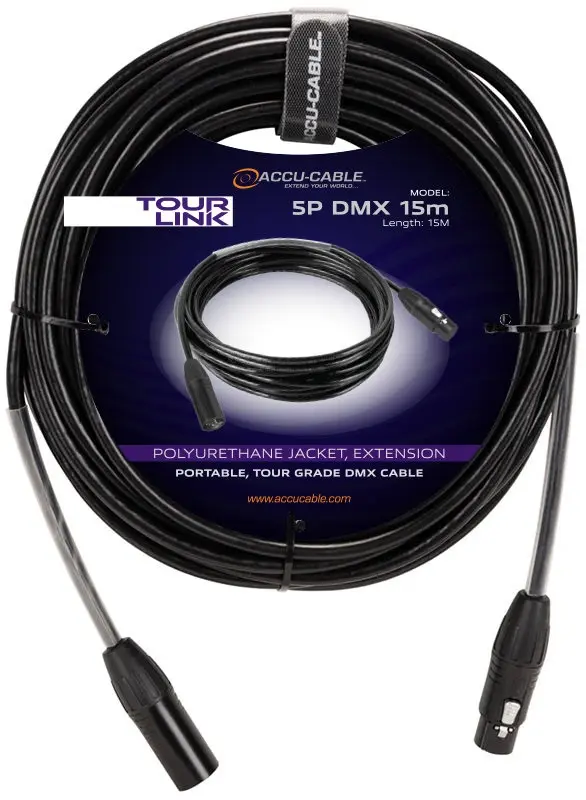 Accu cable Tour Link 5P DMX 15m