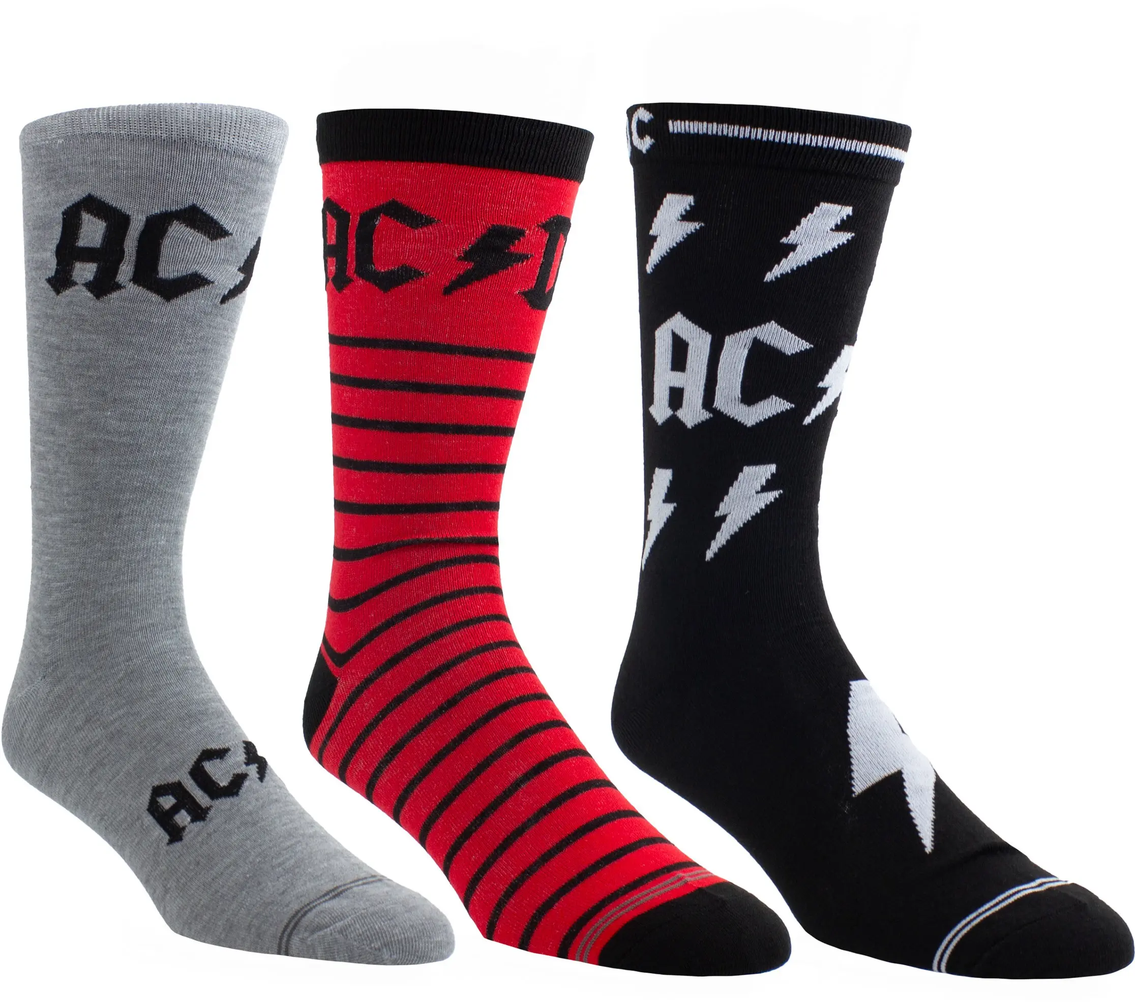 Perri's Leathers Acdc Guitar Tin Crew Socks 3 Pack Set 068 One Size Me