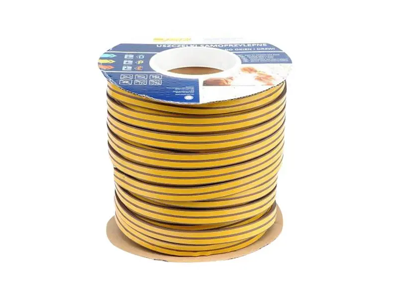 Těsnění do oken a dveří samolepící 9x5,5mm TYP P hnědé 100m - rozbaleno - mírně naříznutý v 1.místě