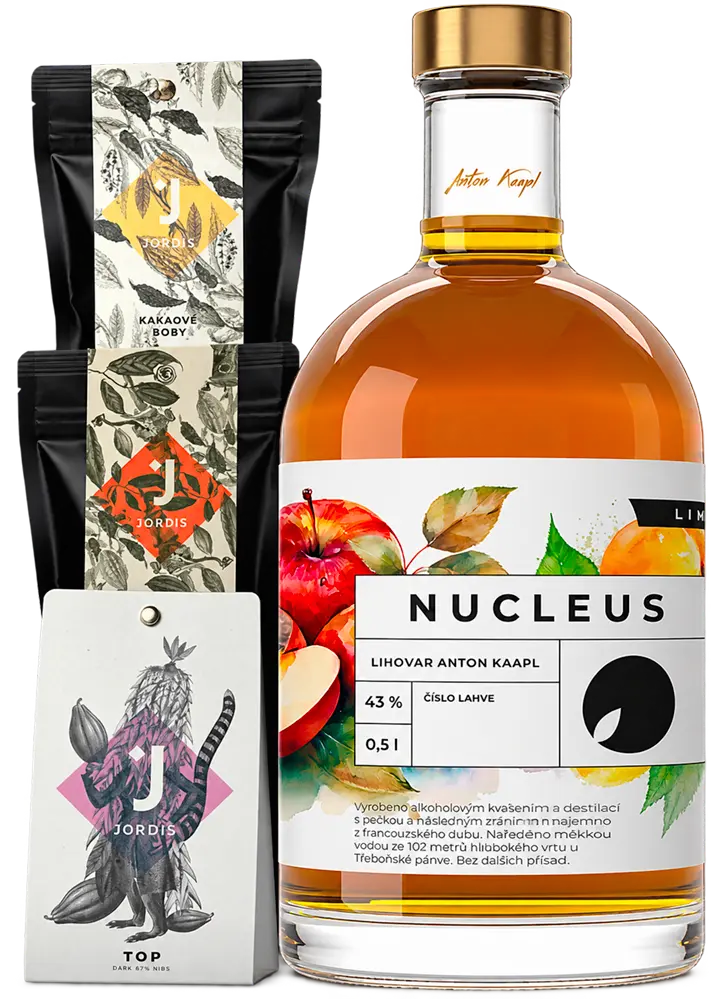 různí Set Nucleus a temné kakao – destilát a hořká čokoláda
