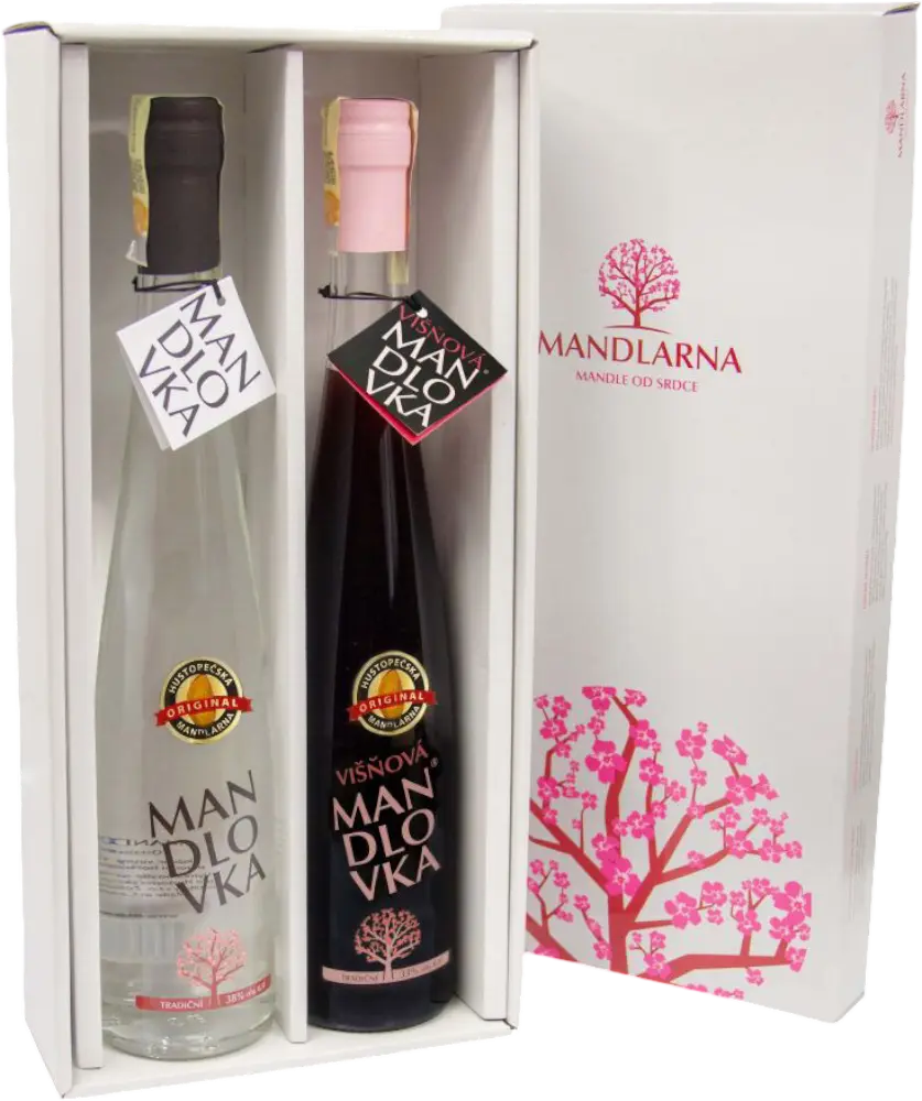 Hustopečská mandlárna Set Mandlovka 0,5 38% a Kávová Mandlovka 0,5l 25% Hustopečská mandlárna lihovina + Dárkové balení