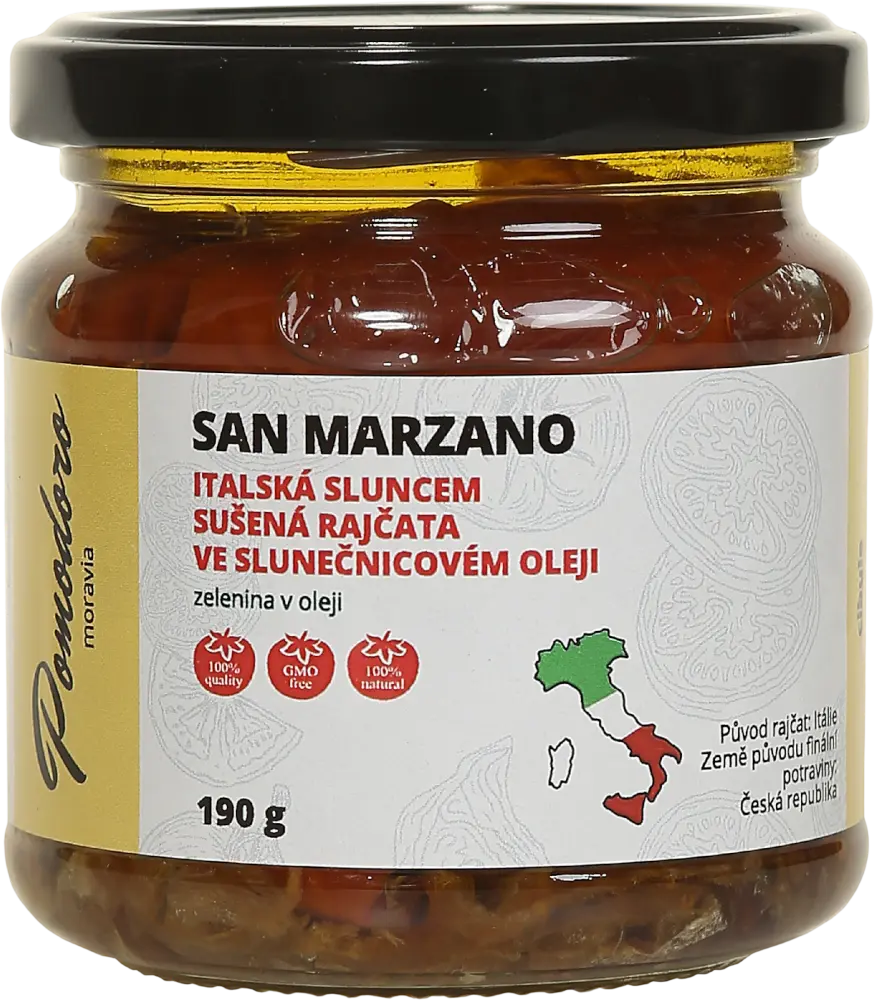 Pomodoro moravia Sušená rajčata ve slunečnicovém oleji s cibulí Pomodoro moravia 190g