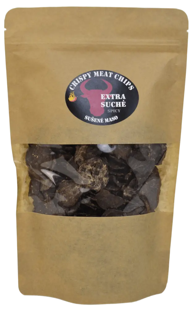 Crispy meat chips Sušené maso hovězí Spicy Crispy Meat Chips - extra suché 200g