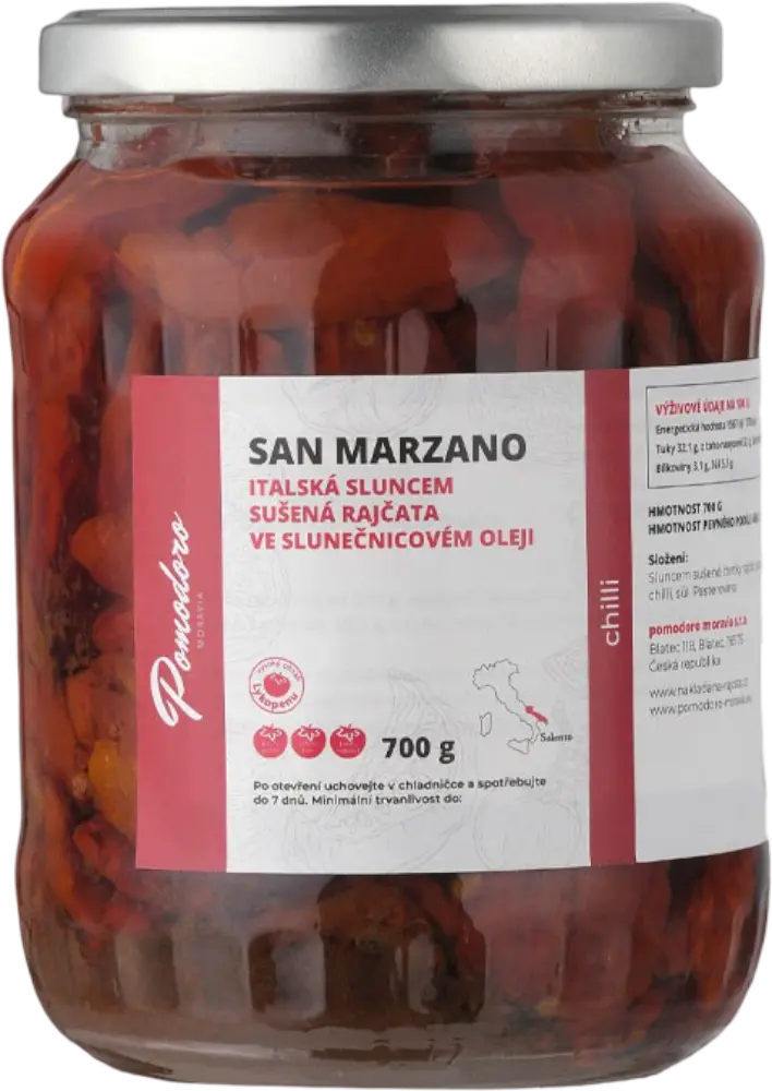 Pomodoro moravia Sušená rajčata s chilli Pomodoro moravia 700g