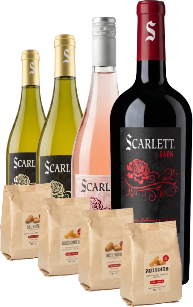 různí Set vín Scarlett & sušenek Sablés