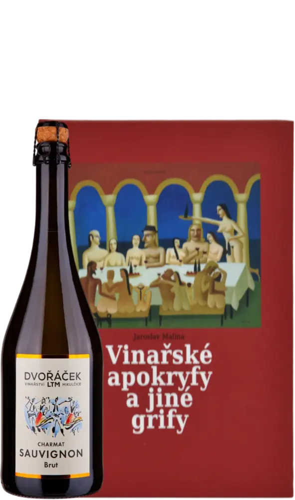 Vinařství Dvořáček Set Dvořáček Sauvignon CHARMAT brut + Kniha Vinařské apokryfy a jiné grify