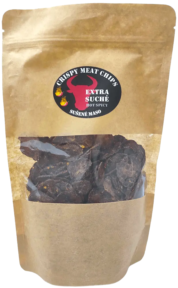 Crispy meat chips Sušené maso hovězí Spicy Extra Chilli Crispy Meat Chips 200g