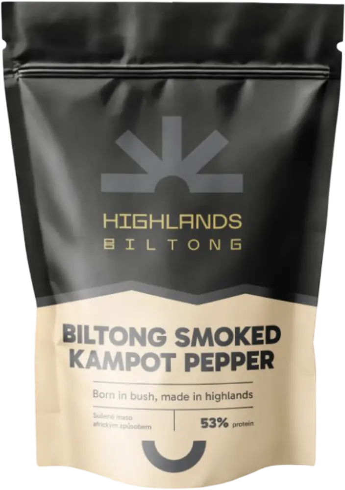 Highlands Biltong Sušené maso hovězí Biltong Smoked Kampot Pepper 25g