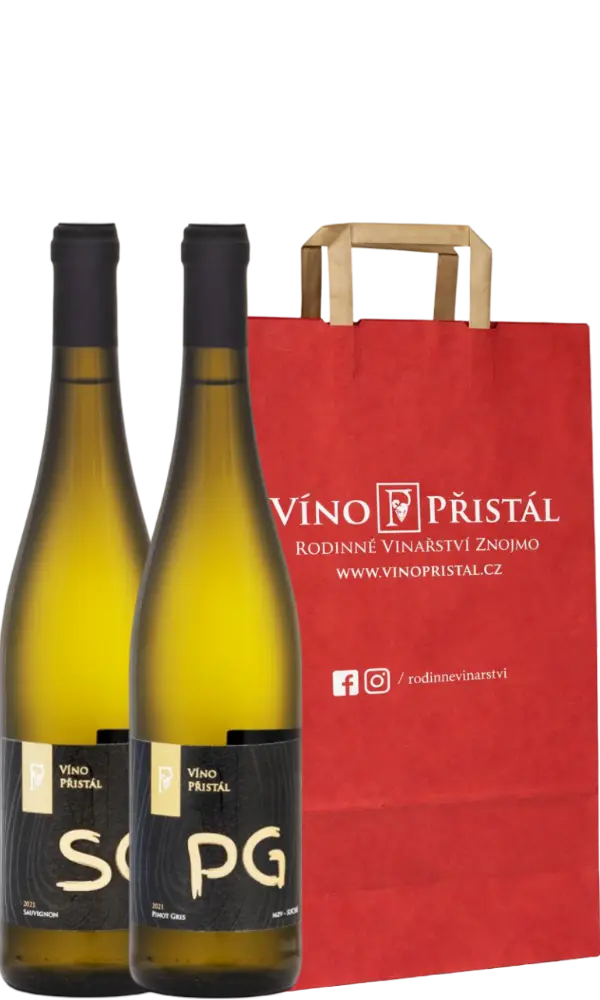 Víno Přistál Set Přistál Sauvignon Blanc a Rulandské Šedé + Dárkové Balení