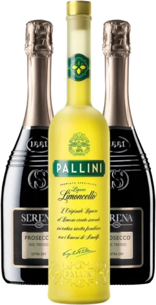 různí Set Limoncello Spritz - Limoncello Pallini + 2x Serena Prosecco Treviso Spumante Extra Dry