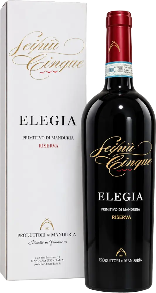 Produttori Vini di Manduria Produttori Vini di Manduria Primitivo Elegia Riserva DOP 2021 + Dárkové balení