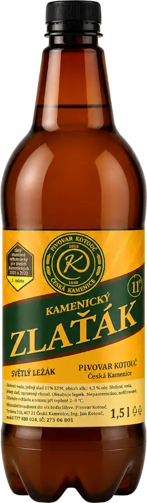Pivovar Kotouč Pivo Pivovar Kotouč Kamenický ZLAŤÁK 11° 1,5l